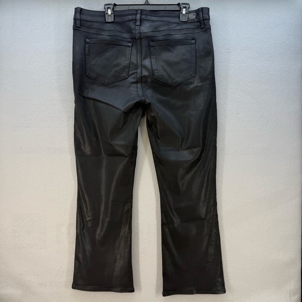 Paige Pants Women's 33 (16) Black Claudine Transend Lux Coating Antrhopologie - Picture 2 of 16